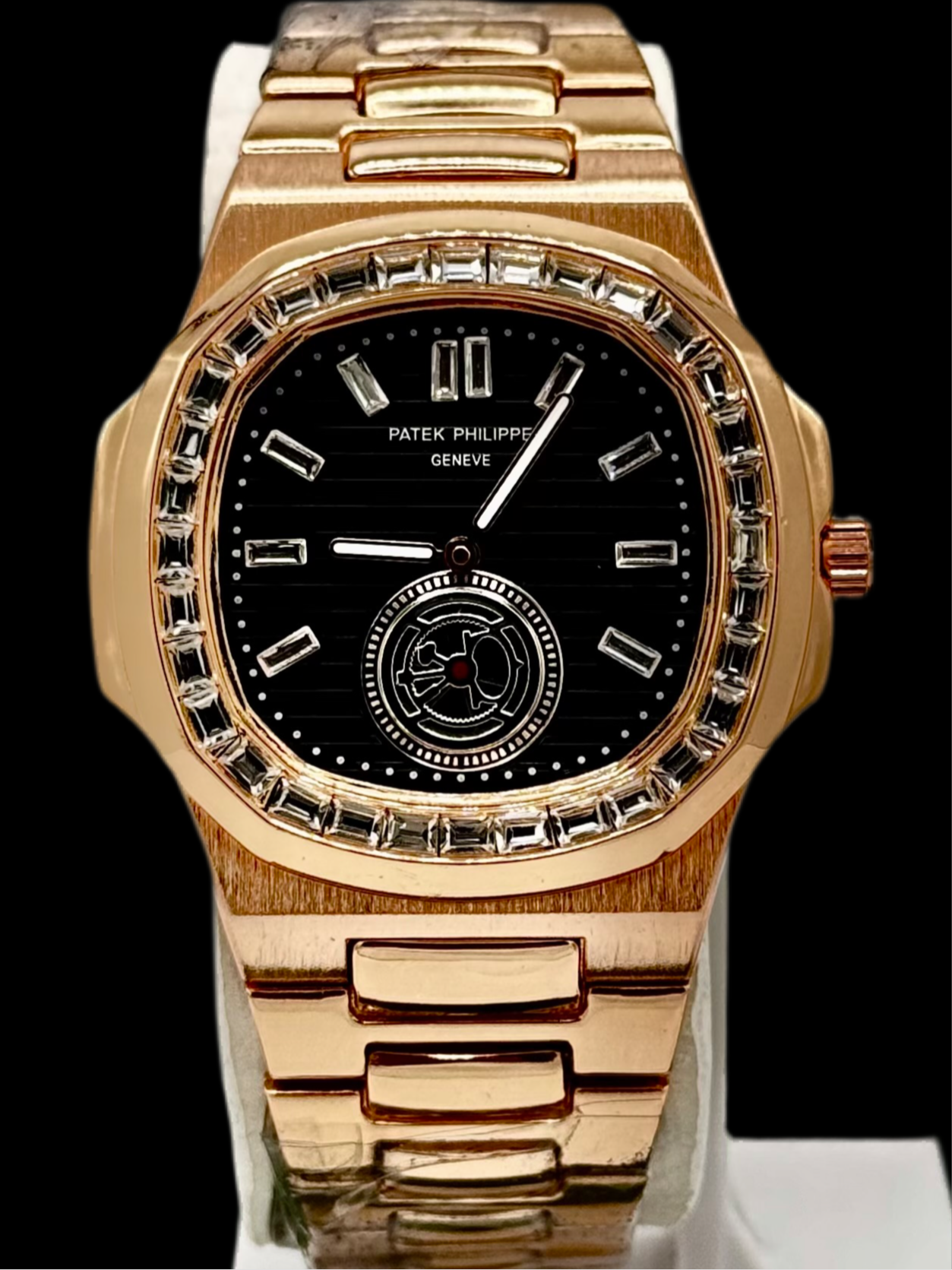 Latest Collection Golden With Black Dial Stone Bezel