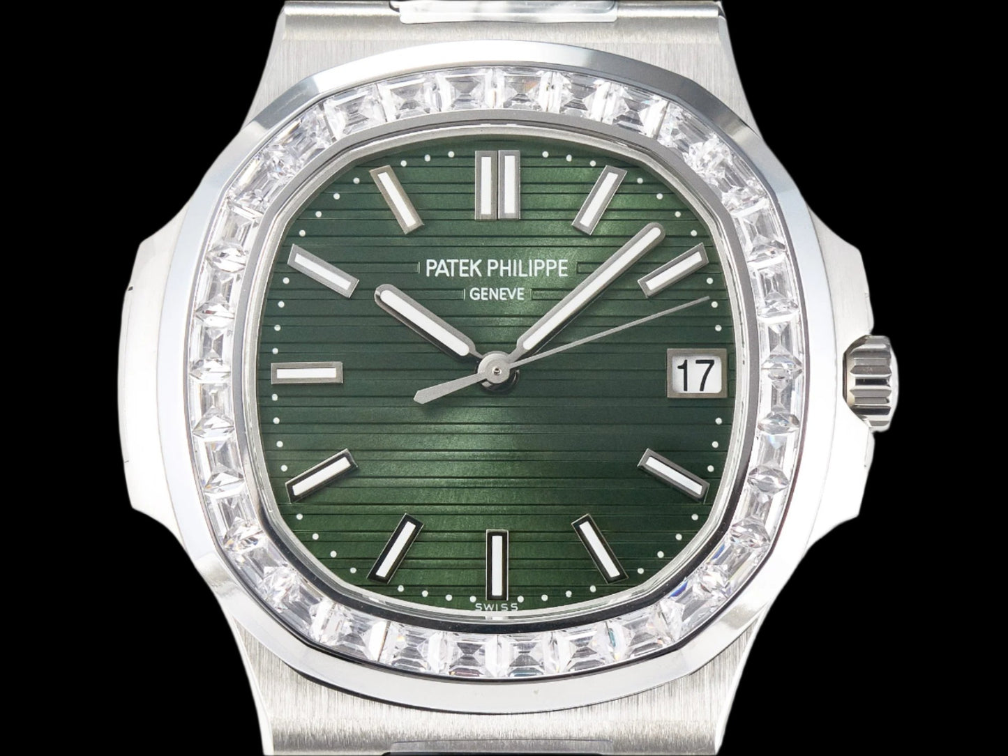 Latest Collection Silver With Green Dial Stone Bezel