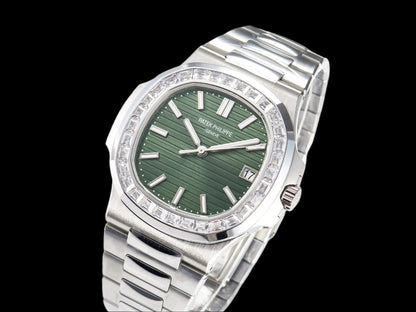 Latest Collection Silver With Green Dial Stone Bezel